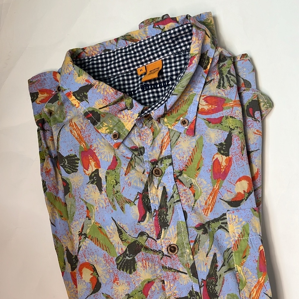 Tailor Vintage Multicolor Tropical Print Casual Button Down Shirt - Picture 9 of 9